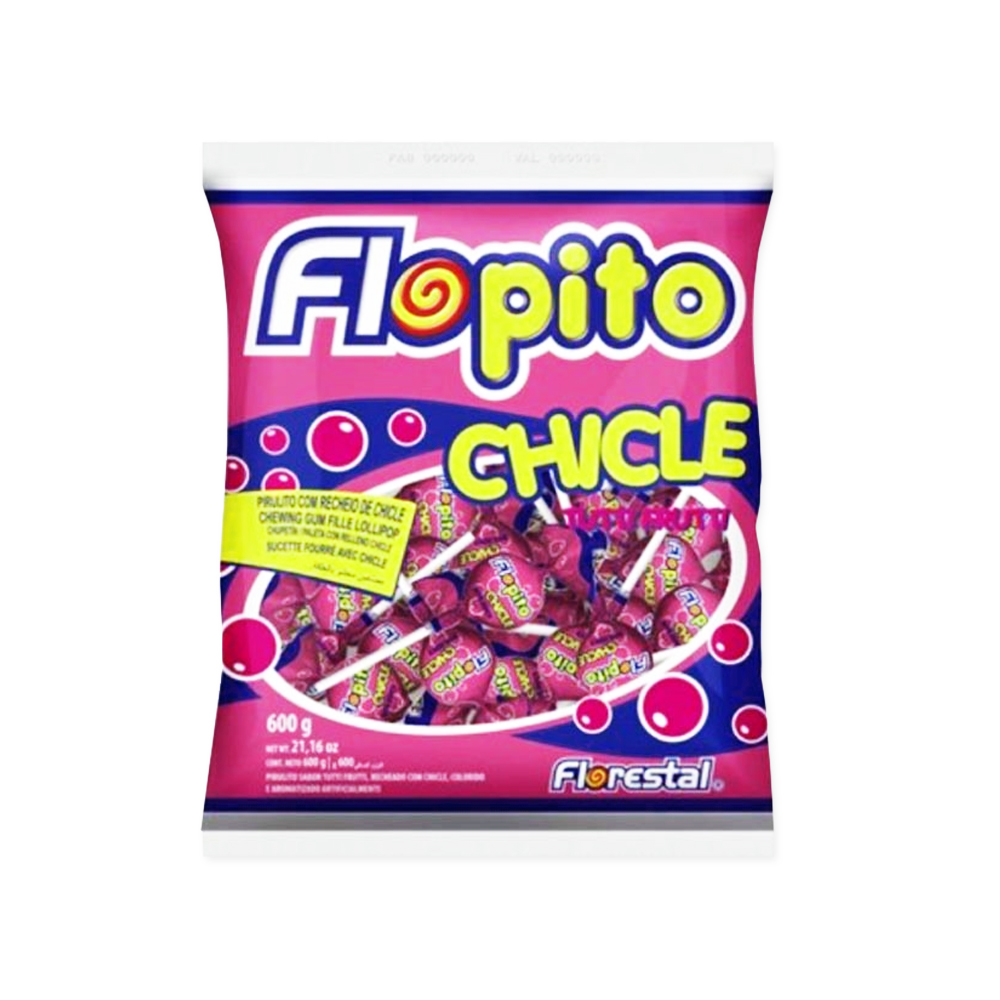 Pirulito Flopito Chicle Tutti Frutti 600g Florestal