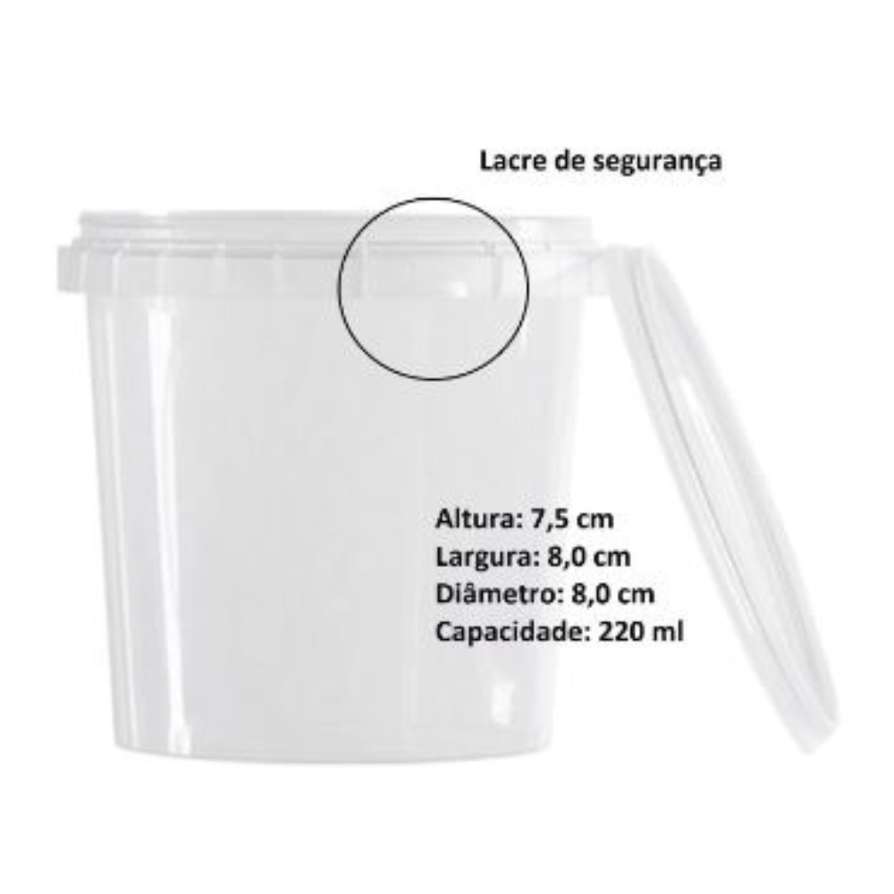 Pote Redondo C Tampa Lacre 220ml Sertplast 20 Unidades