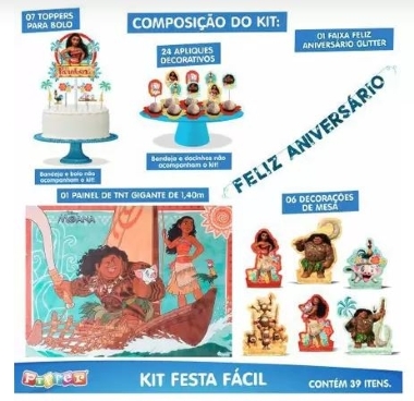 Kit Decoração Festa Infantil Moana