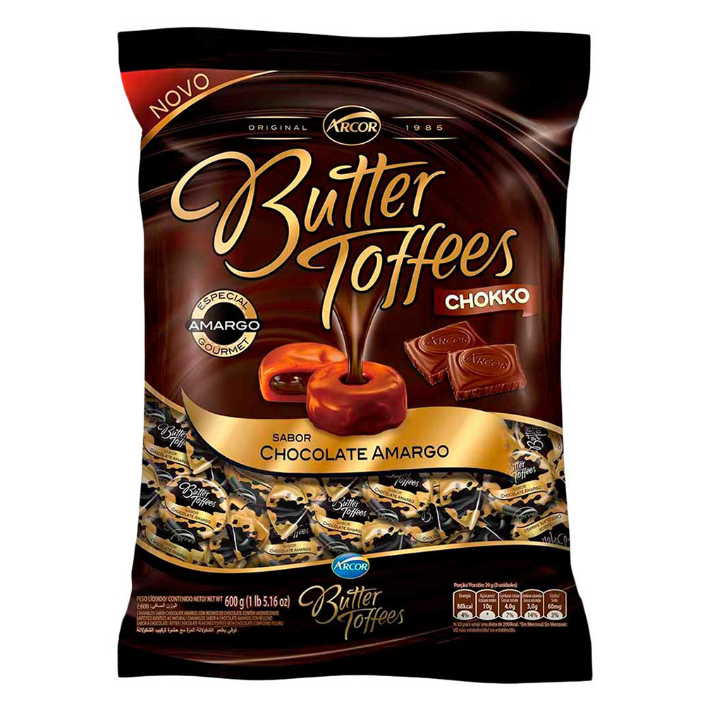 ARCOR Bala Butter Toffees Chocolate 600 grs. / Chocolate Candy 1.5 lb.