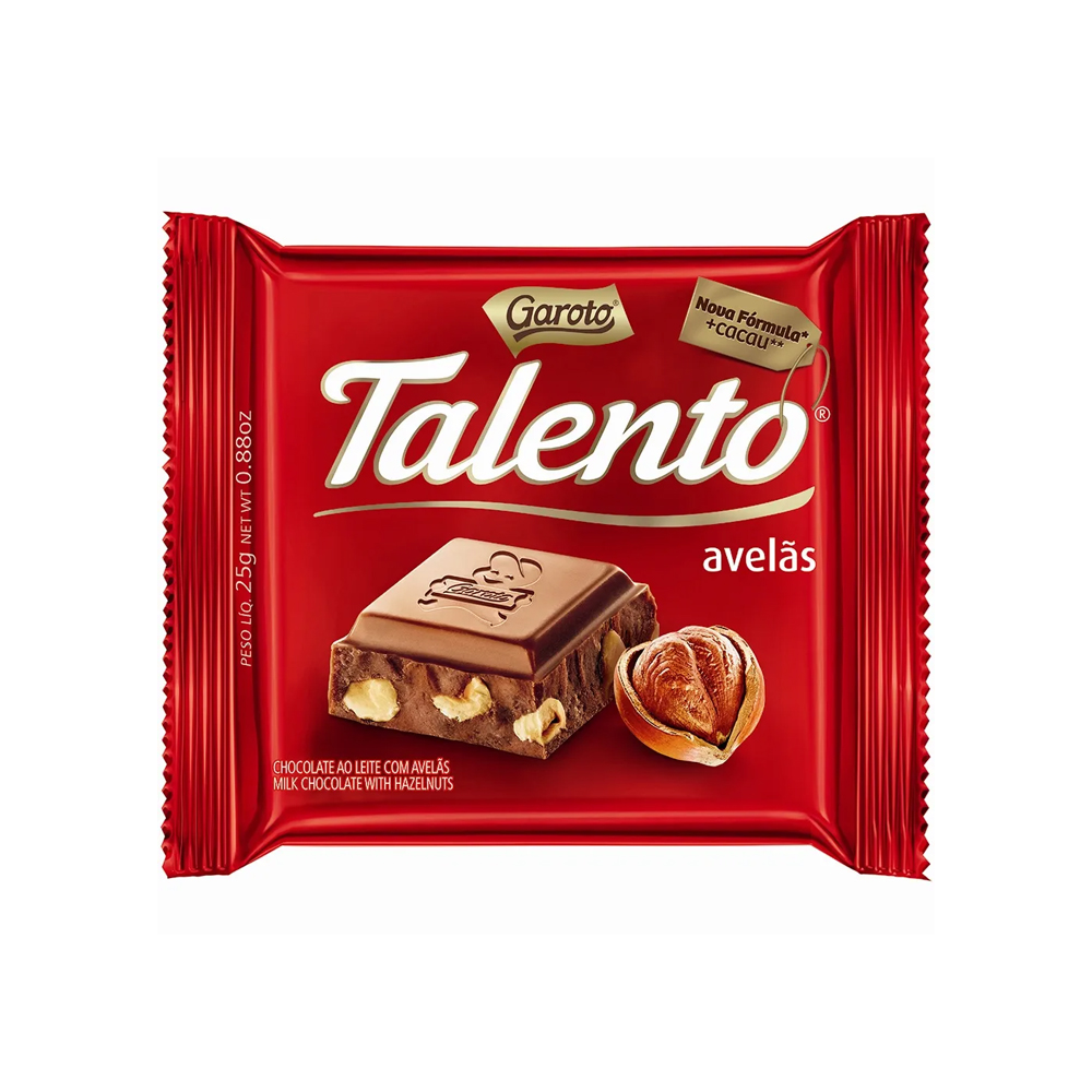 Chocolate Talento Avelã 90g Garoto 12 Unidades