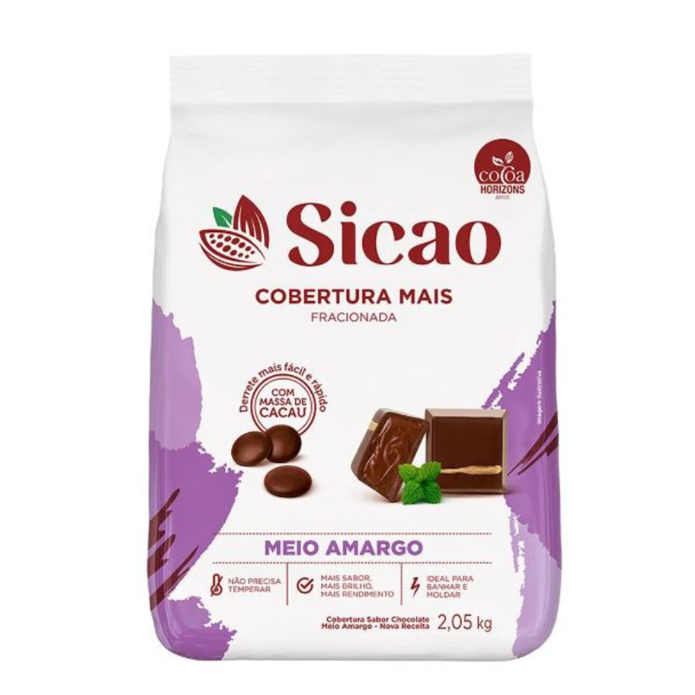 Chocolate cobertura meio amargo sicao 2 50kg barry callebaut